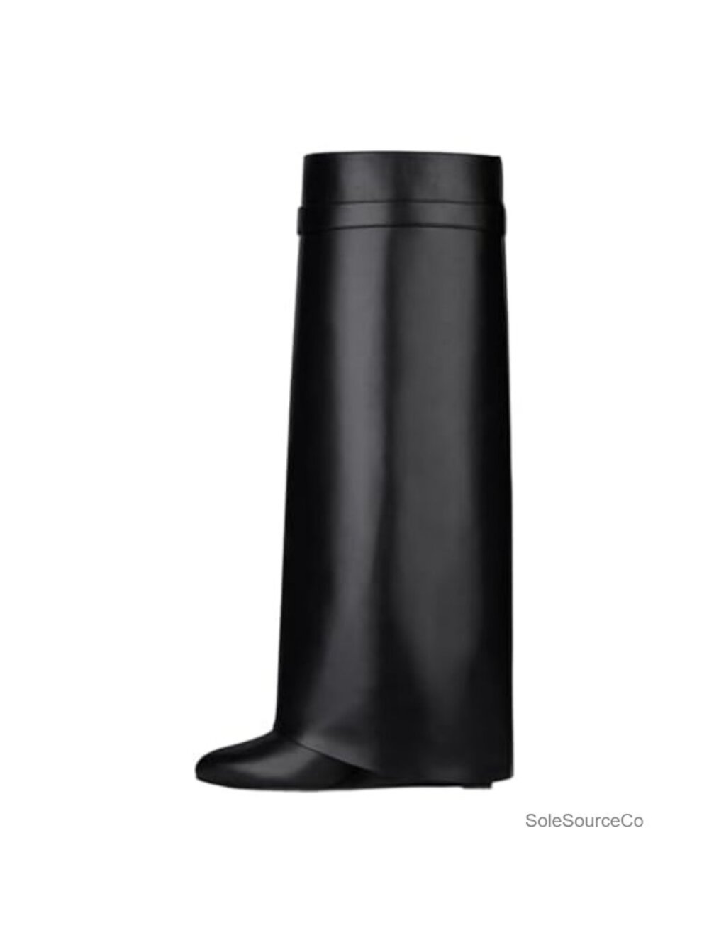 Women's Knee High Wedge Boots Fold Over Pull On Pointed Toe Tall Fashion Boots - Picture 6 of 6